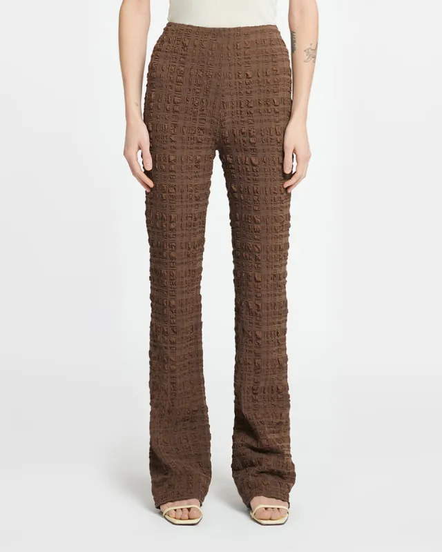 Juna - Seersucker Pants - Dark Brown sold by Nanushka