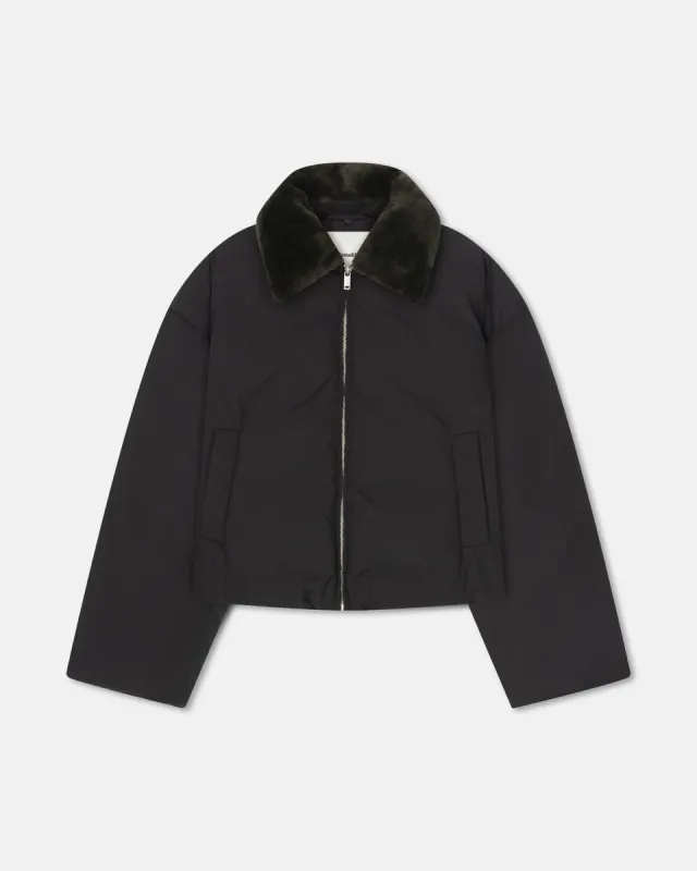 Zacharie - Faux Fur and Tech Nylon Jacket - Black sold by Nanushka