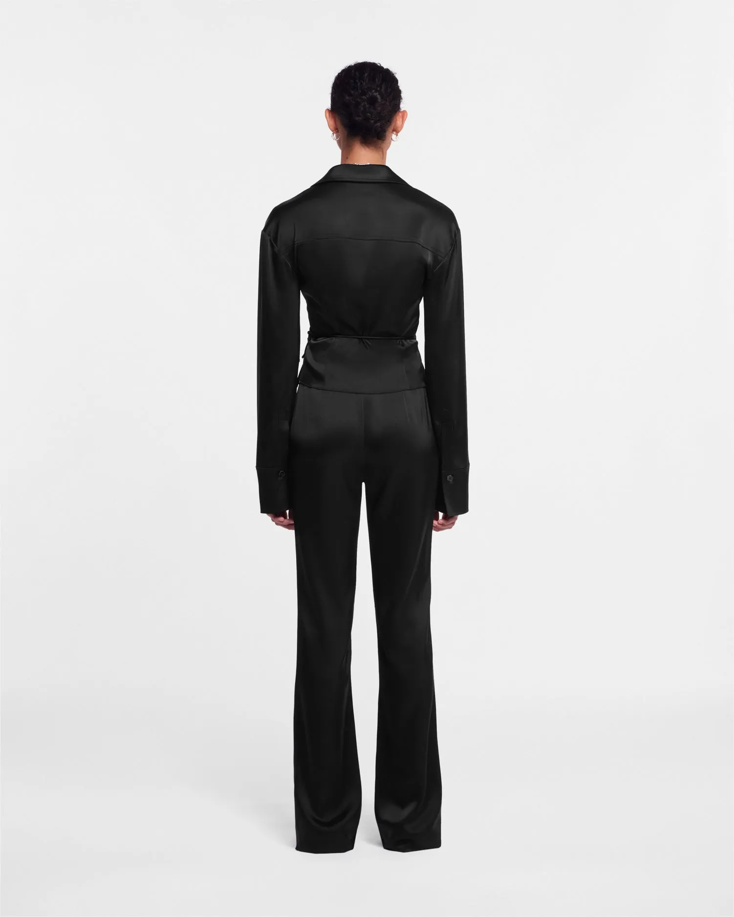 Merano - Slip Satin Wrap Shirt - Black sold by Nanushka product image thumbnail 3