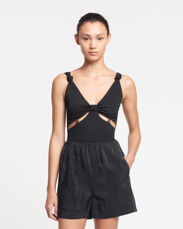 Seve - Beaded Mesh-Jersey Bodysuit - Black sold by Nanushka