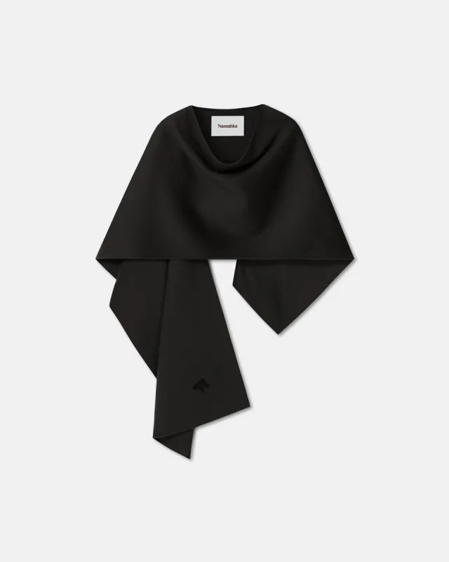 Kamin - Wool And Silk-Blend Shawl - Black sold by Nanushka