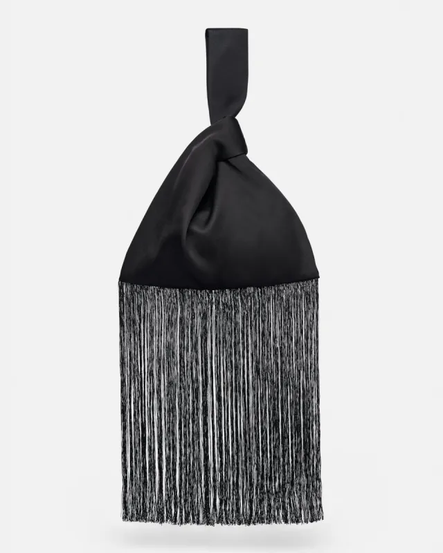 Jen Fringe - Tech Satin Bag - Black sold by Nanushka
