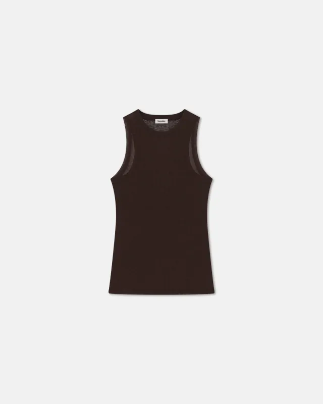 Anneke - Mesh-Jersey Tank Top - Nutmeg sold by Nanushka
