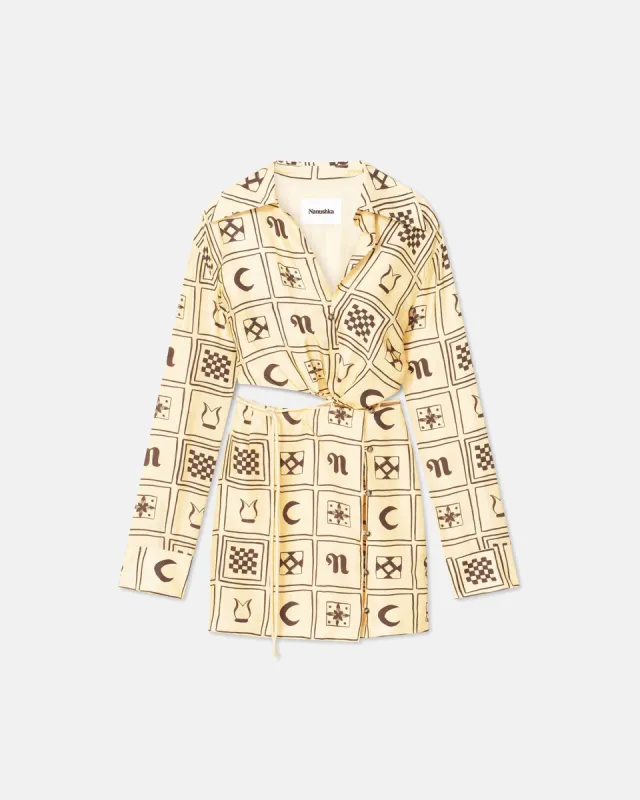 Terri - Printed Silk-Twill Dress - Apricot Kopjafa sold by Nanushka