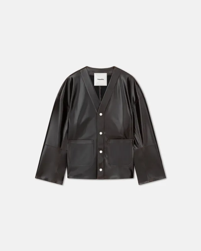 Edee - Alt Vintage Leather Jacket - Dark Brown sold by Nanushka