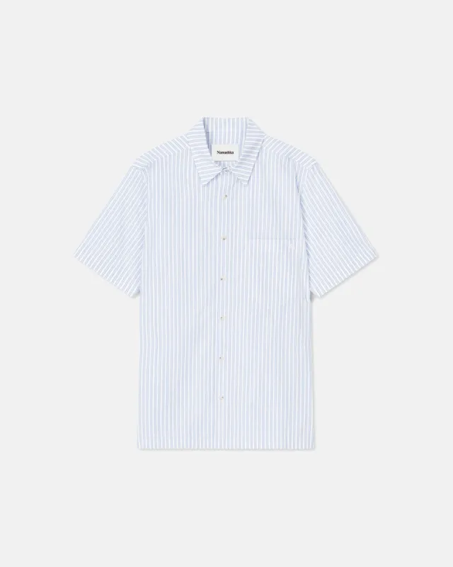Adam - Striped Cotton Shirt - White Blue sold by Nanushka