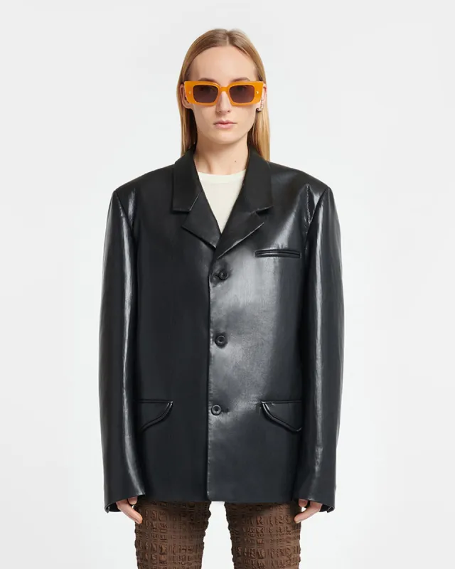 Aina - Okobor™ Alt-Leather Blazer - Black sold by Nanushka
