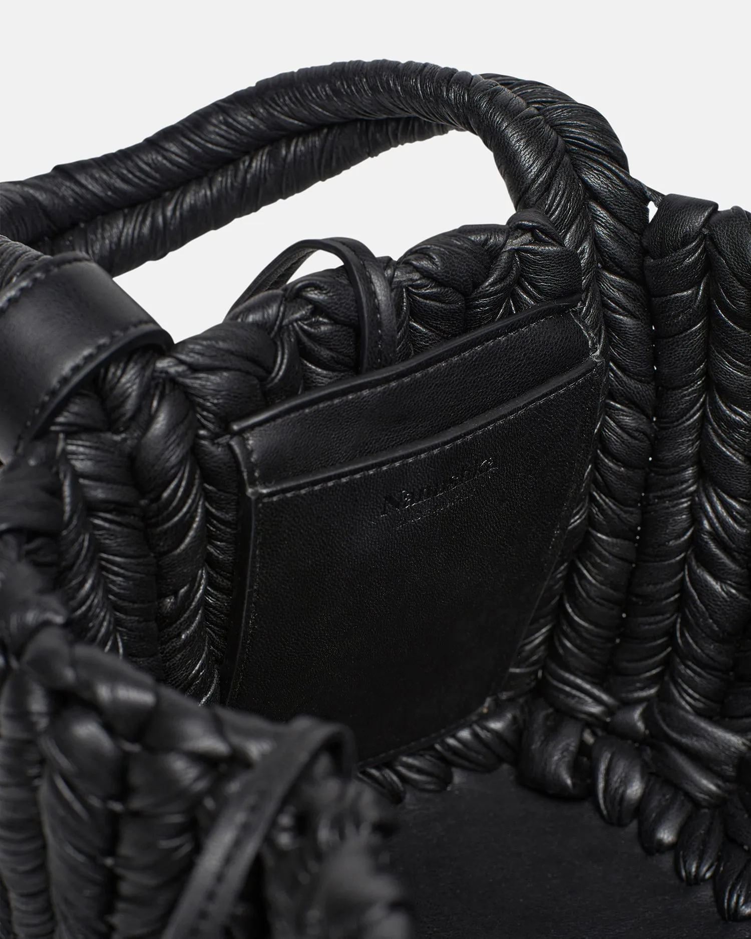 The Busket - Okobor™ Alt Leather Knit Bucket Bag - Black sold by Nanushka product image thumbnail 4
