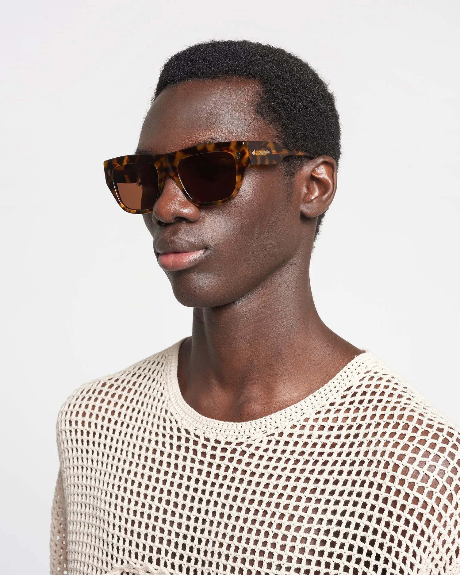 Martim - Bio-Plastic D-Frame Sunglasses - Dark Amber sold by Nanushka product image thumbnail 5