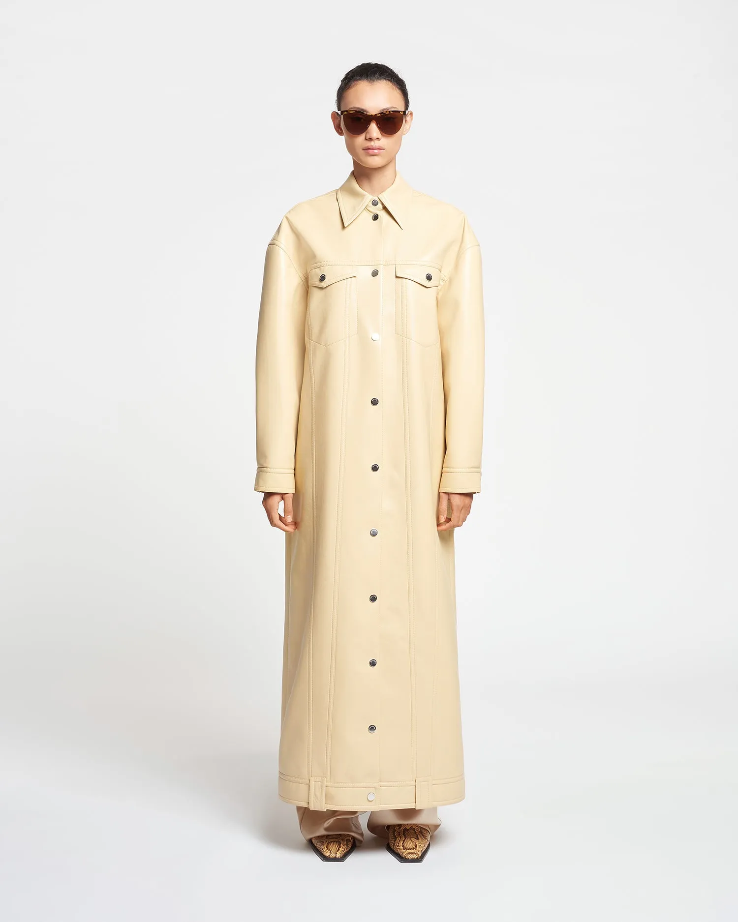 Keano - Regenerated Leather Coat - Vintage Creme sold by Nanushka