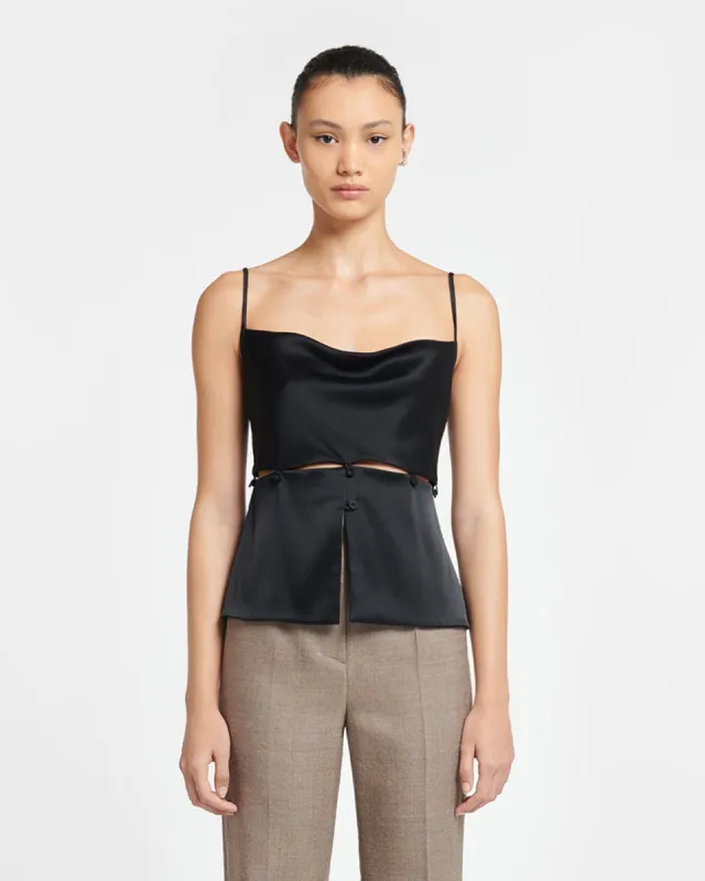 Silvine - Slip Satin Top - Black made by Nanushka