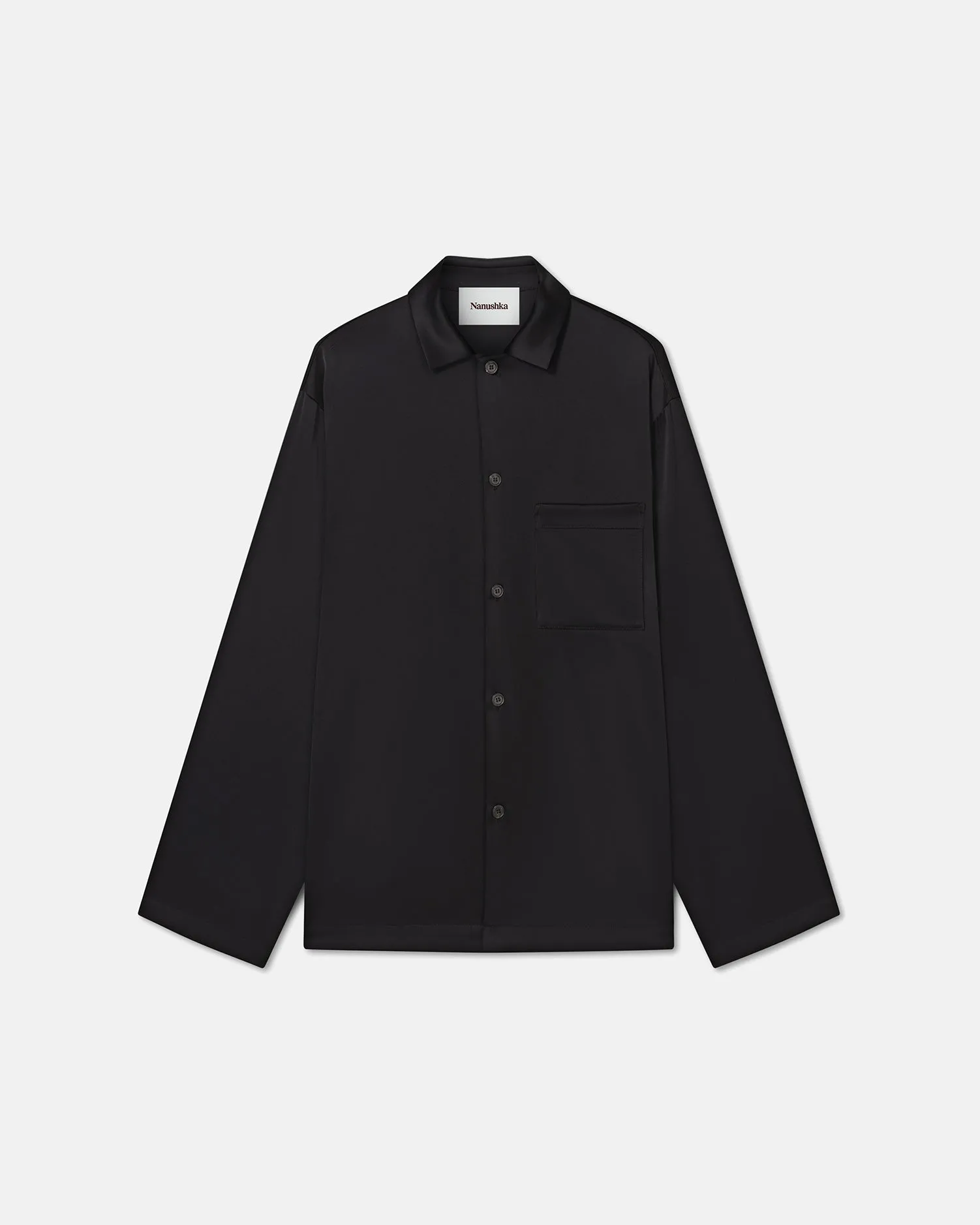 Jelmer - Long-Sleeve Slip-Satin Shirt - Black sold by Nanushka product image thumbnail 4