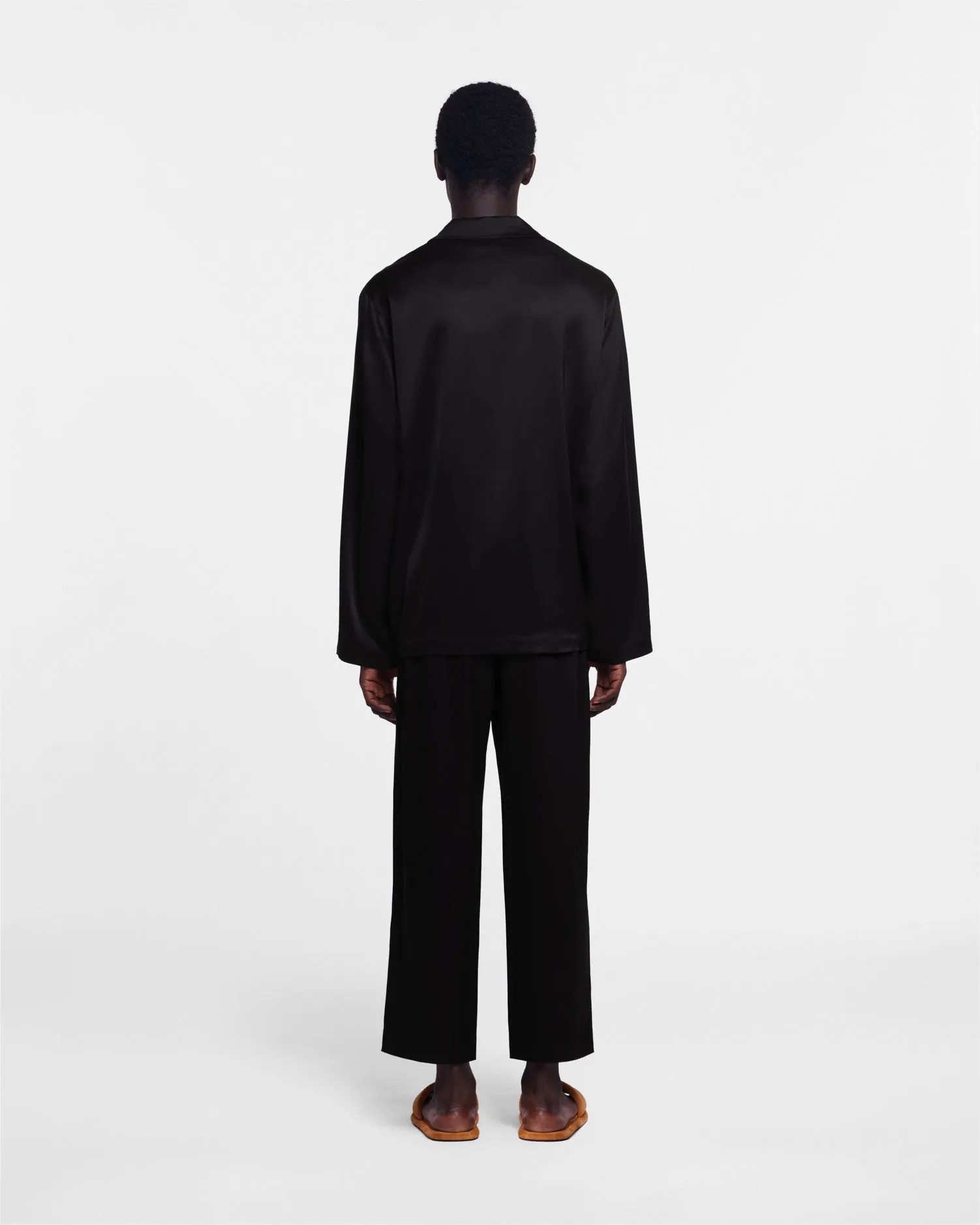 Jelmer - Long-Sleeve Slip-Satin Shirt - Black sold by Nanushka product image thumbnail 3