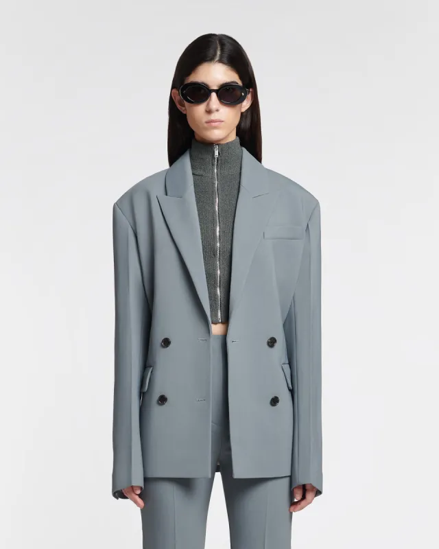 Laane - Cinched-Waist Blazer - Steel Blue sold by Nanushka