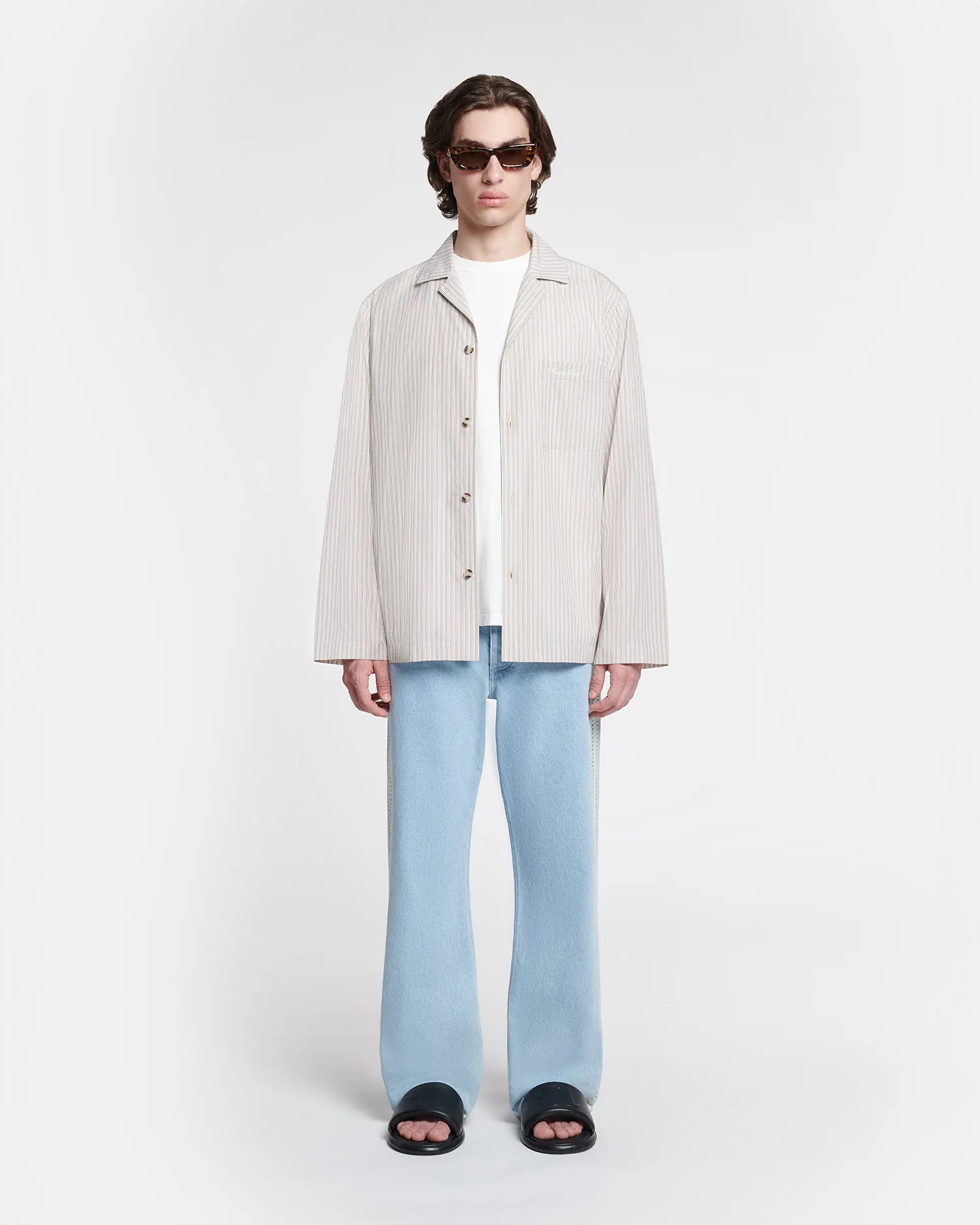 Jelmer - Striped Shirt - Caramel/ Ecru sold by Nanushka product image thumbnail 3