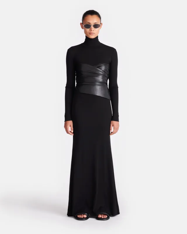Amabel - Mesh Jersey And Okobor™ Alt-Leather Maxi Dress - Black sold by Nanushka