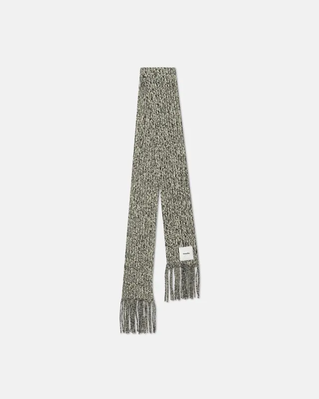 Izaia - Cashmere-Blend Mouline Scarf - Black/Moon sold by Nanushka