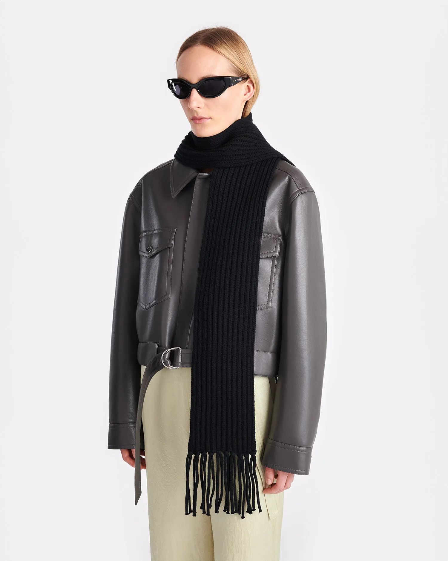 Izaia - Cashmere-Blend Scarf - Black sold by Nanushka product image thumbnail 2