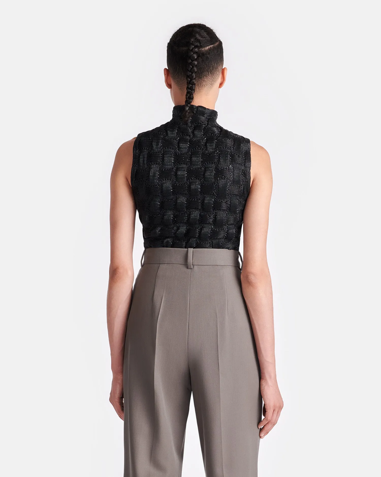 Harriet - Seersucker Okobor™ Alt-Leather Top - Black sold by Nanushka product image thumbnail 2