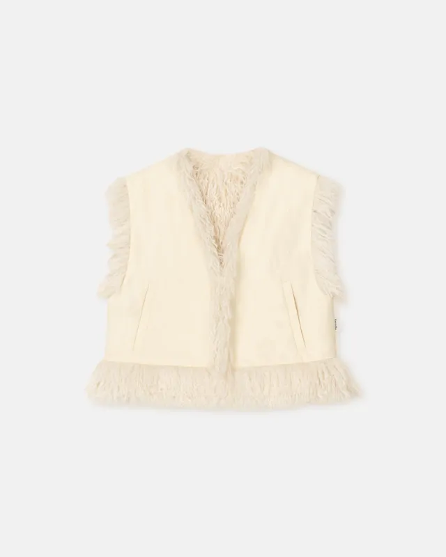 Xylia - Faux Racka Fur Vest - Creme sold by Nanushka
