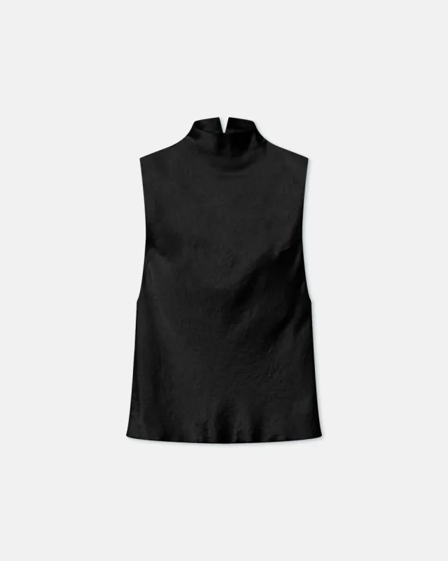 Colson - Crinkled-Satin Turtleneck Top - Black sold by Nanushka