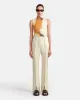 Ratana - Crinkled-Satin Slim-Leg Pants - Green Tea sold by Nanushka