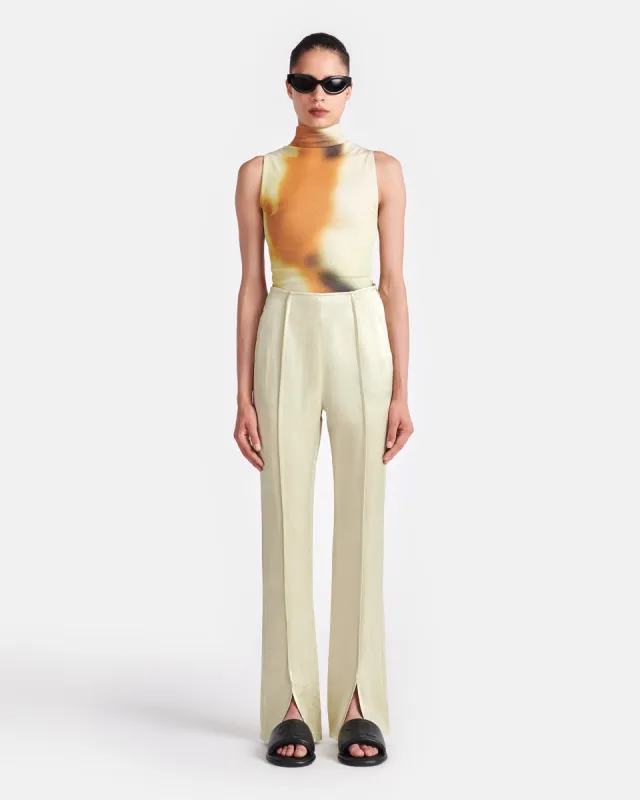 Ratana - Crinkled-Satin Slim-Leg Pants - Green Tea sold by Nanushka