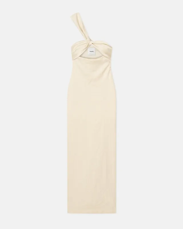 Maseco - Twisted Crisp-Satin Maxi Dress - Creme sold by Nanushka