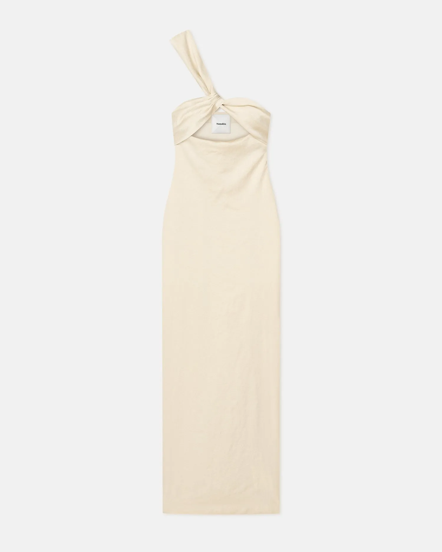 Maseco - Twisted Crisp-Satin Maxi Dress - Creme sold by Nanushka