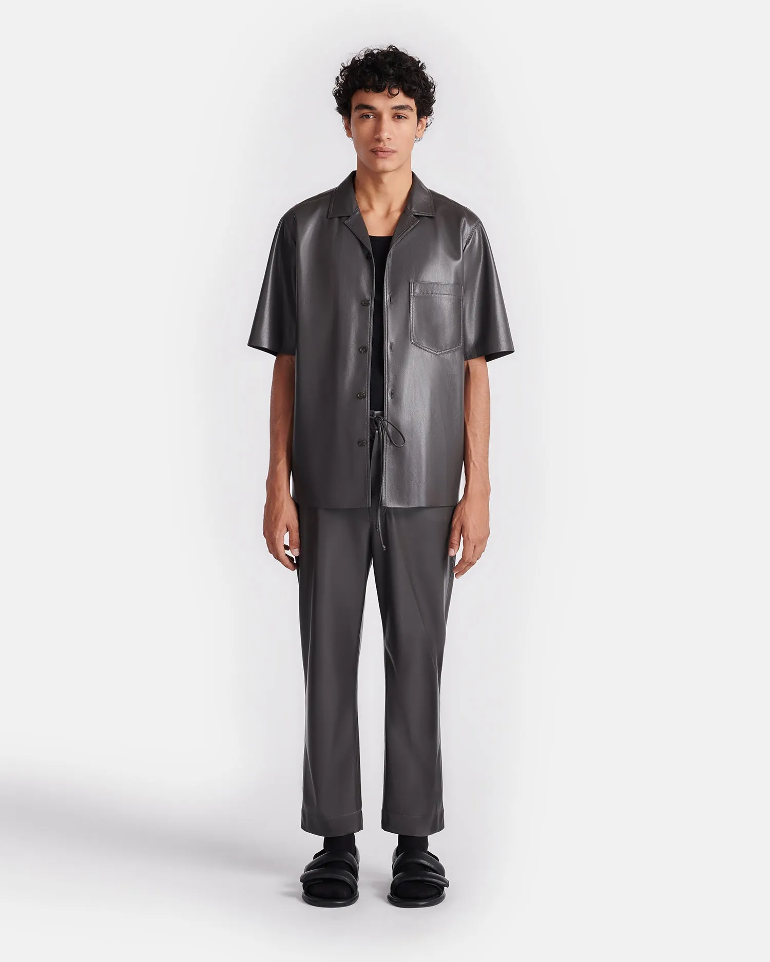 Bodil - Okobor™ Alt-Leather Shirt - Midnight Green sold by Nanushka product image thumbnail 3