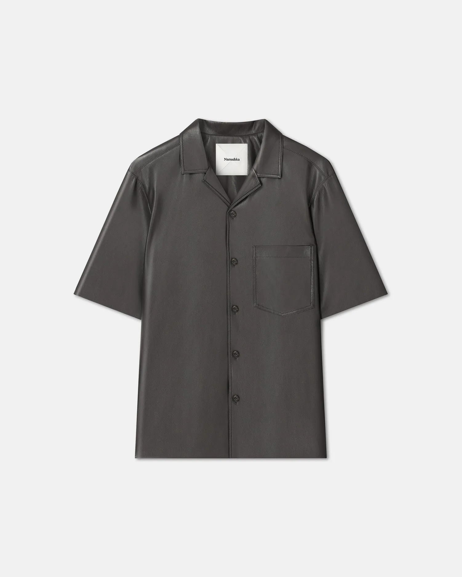 Bodil - Okobor™ Alt-Leather Shirt - Midnight Green sold by Nanushka product image thumbnail 5