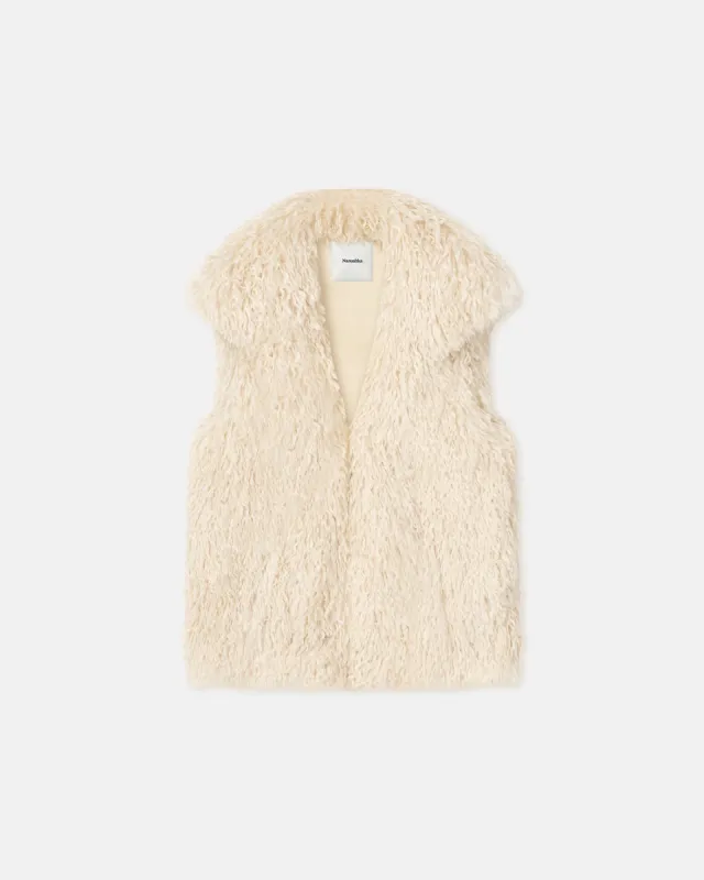 Ried - Faux Racka Fur Vest - Creme sold by Nanushka