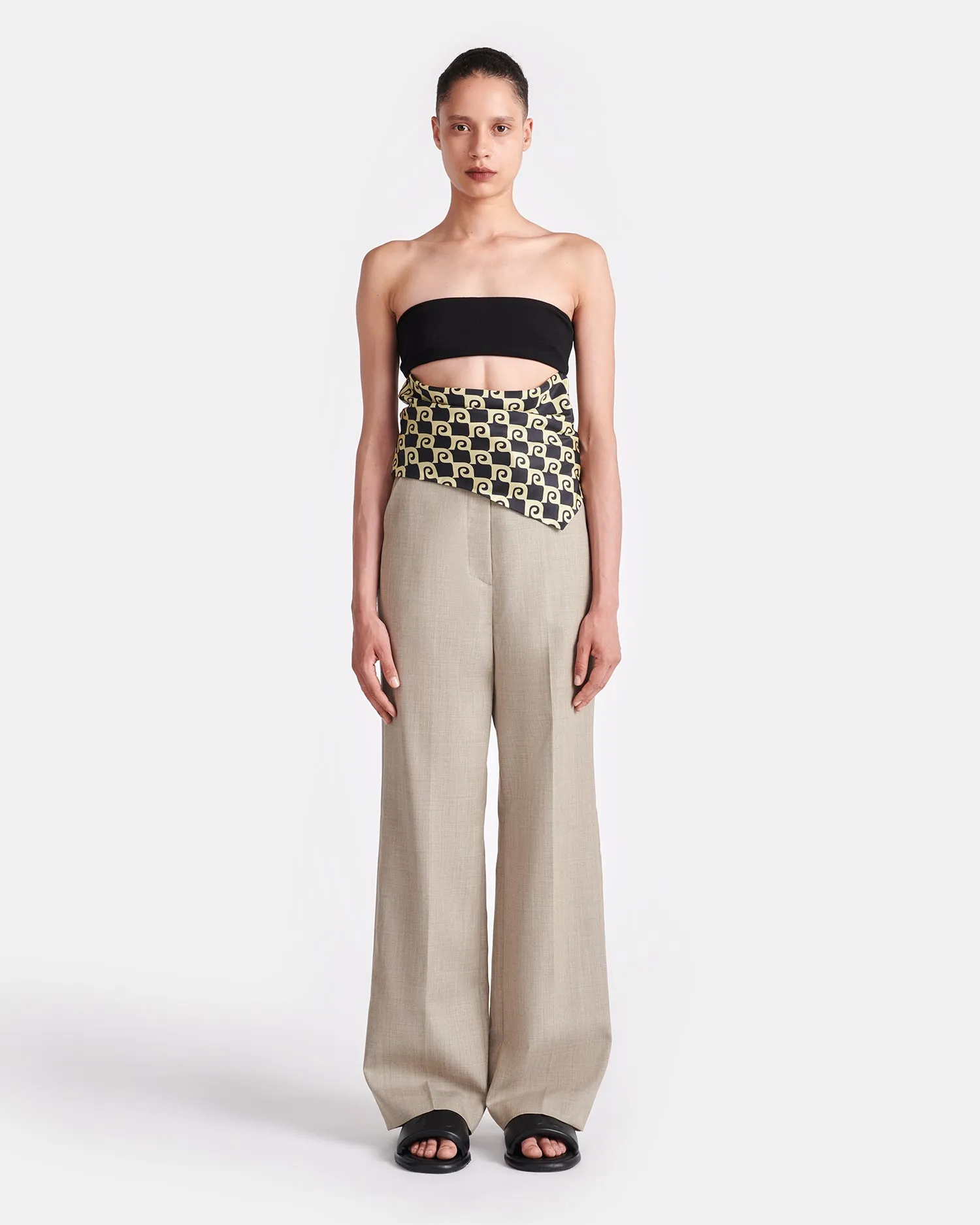 Jacinda - Printed Silk And Mesh-Jersey Bandeau Top - Diamond Check sold by Nanushka product image thumbnail 3