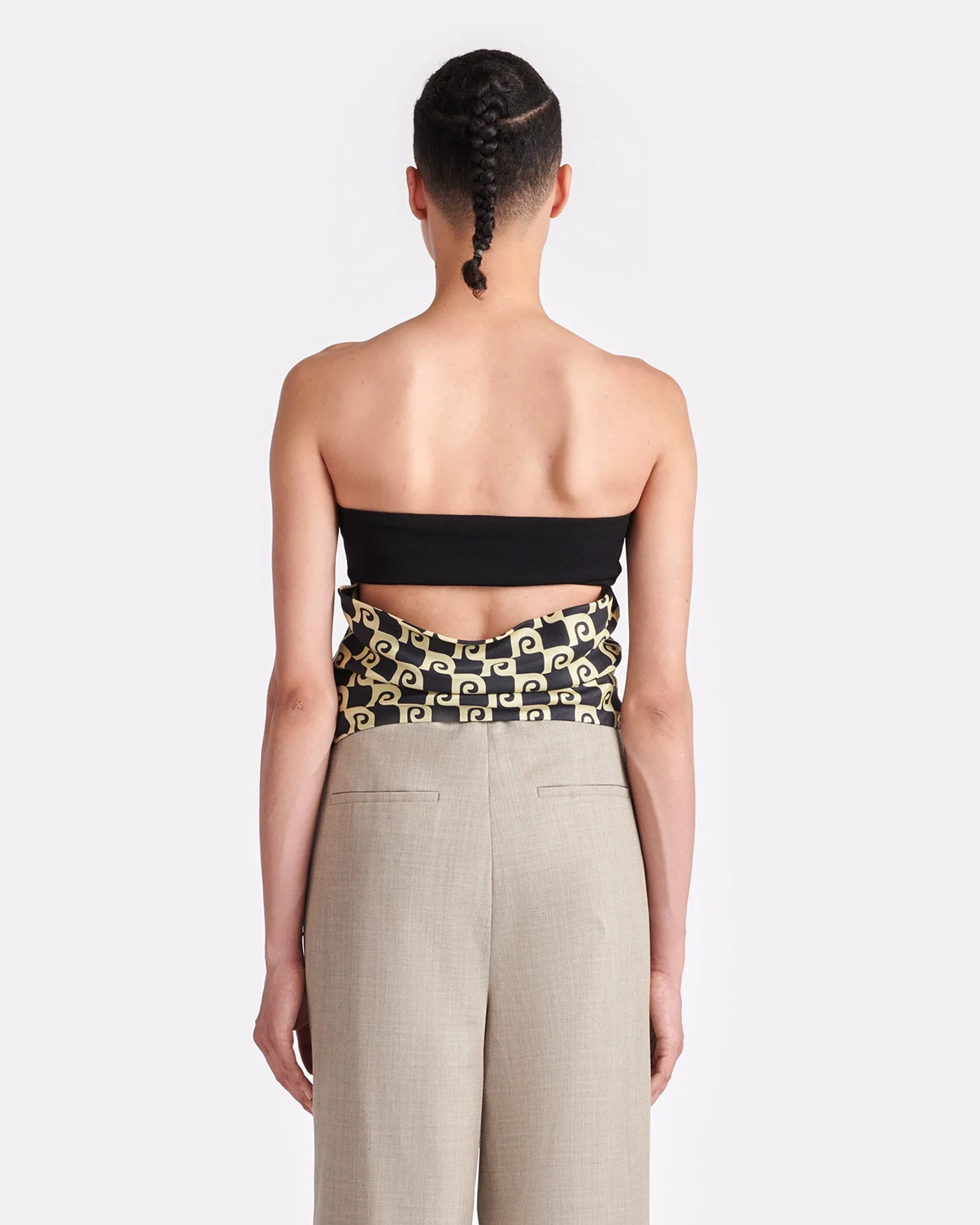 Jacinda - Printed Silk And Mesh-Jersey Bandeau Top - Diamond Check sold by Nanushka product image thumbnail 2