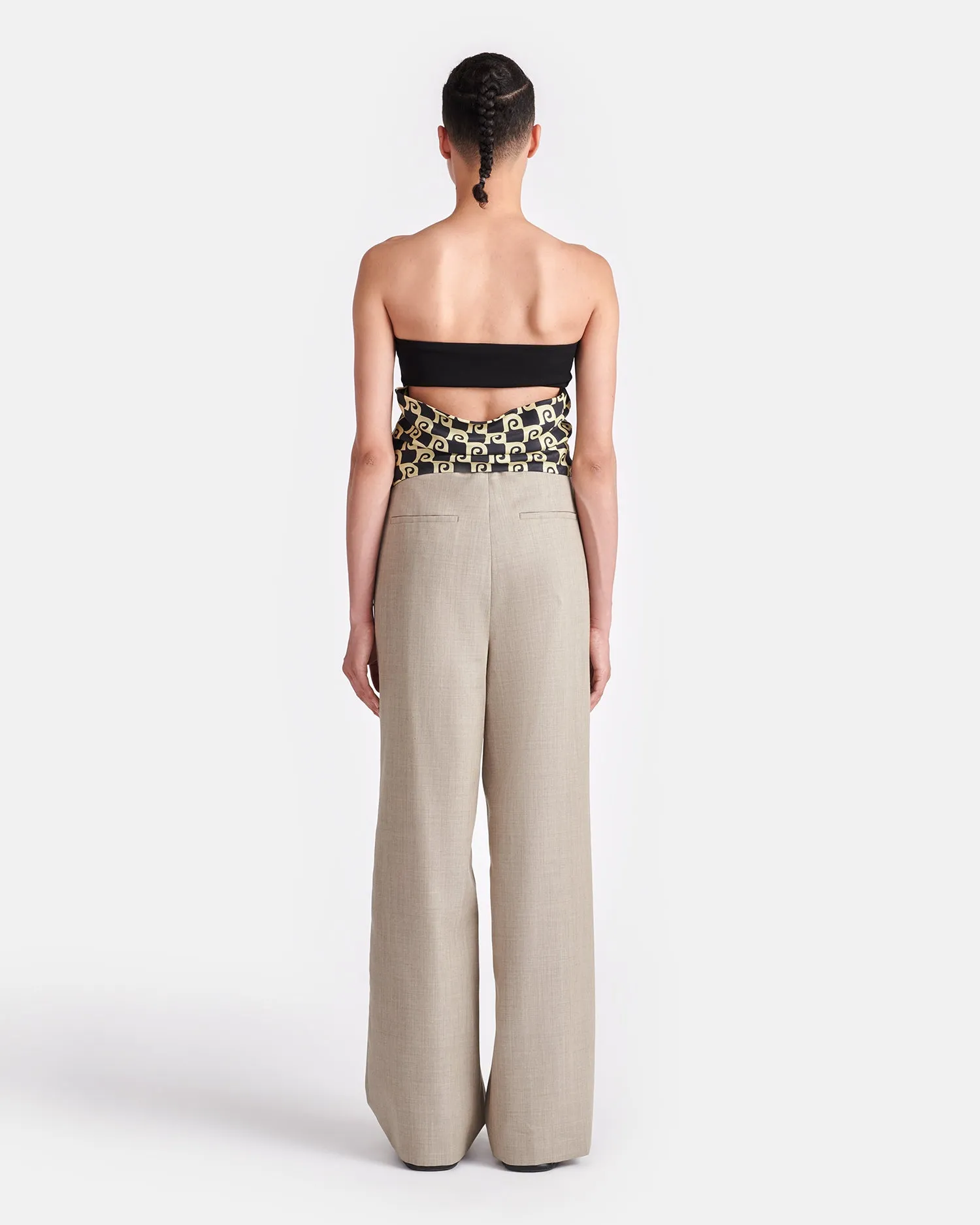 Jacinda - Printed Silk And Mesh-Jersey Bandeau Top - Diamond Check sold by Nanushka product image thumbnail 4