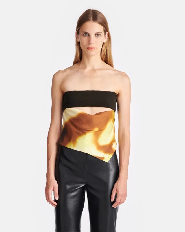 Jacinda - Printed Silk And Mesh-Jersey Bandeau Top - Smudged Graffiti sold by Nanushka