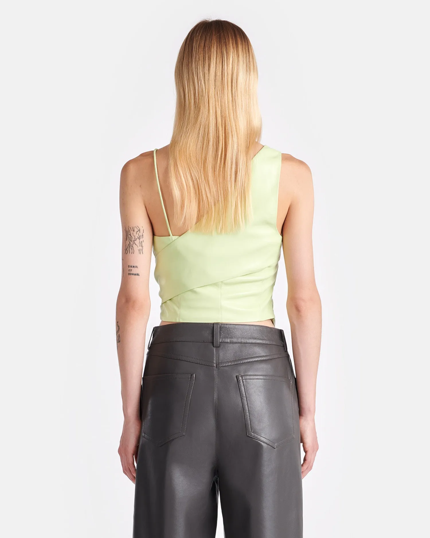 Chudel - Asymmetric Okobor™ Alt-Leather Top - Shadow Lime sold by Nanushka product image thumbnail 2