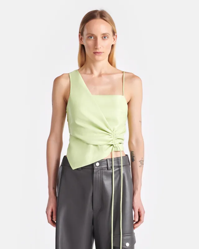 Chudel - Asymmetric Okobor™ Alt-Leather Top - Shadow Lime sold by Nanushka