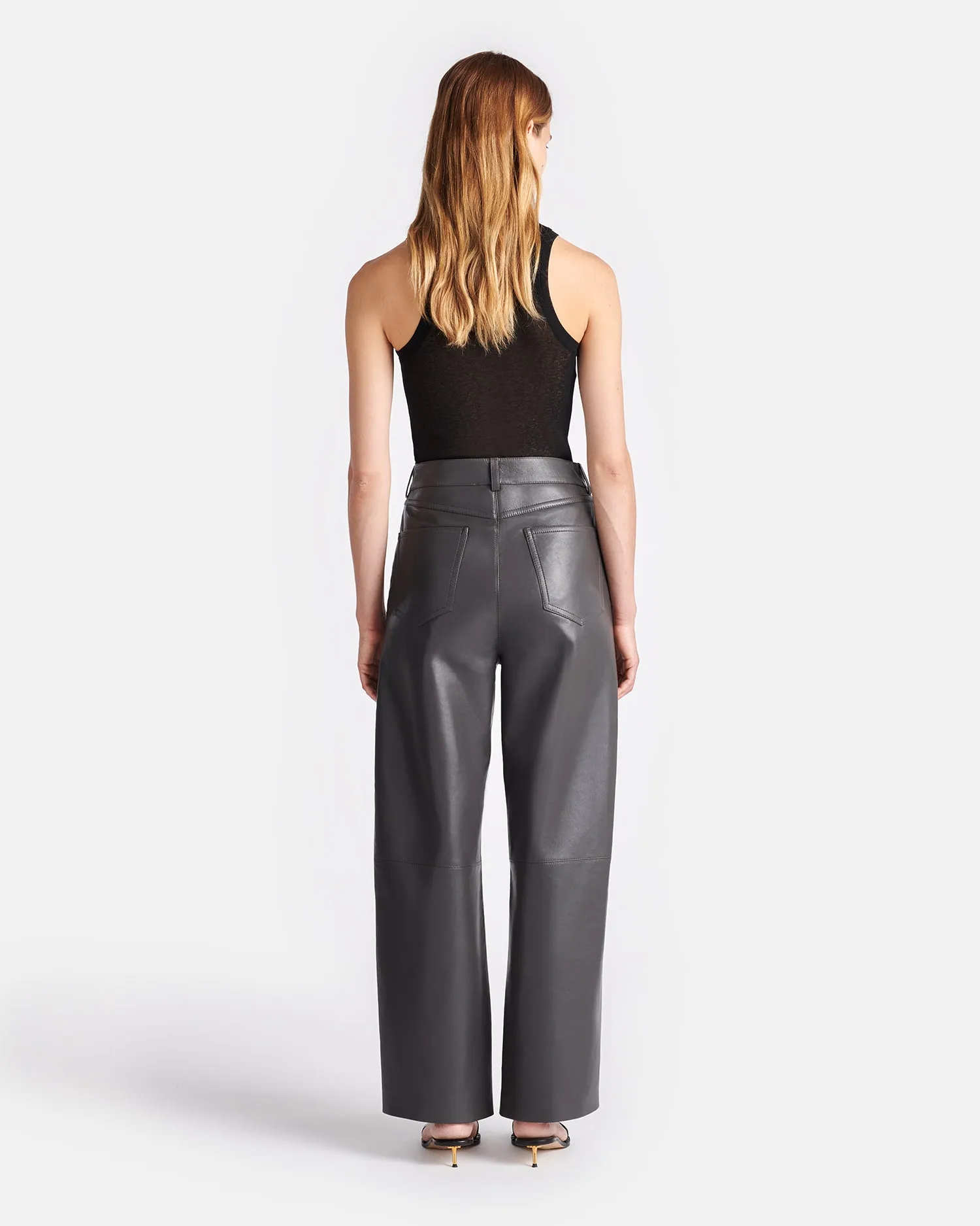 Abrah - Regenerated Leather Barrel-Leg Pants - Midnight Green sold by Nanushka product image thumbnail 2