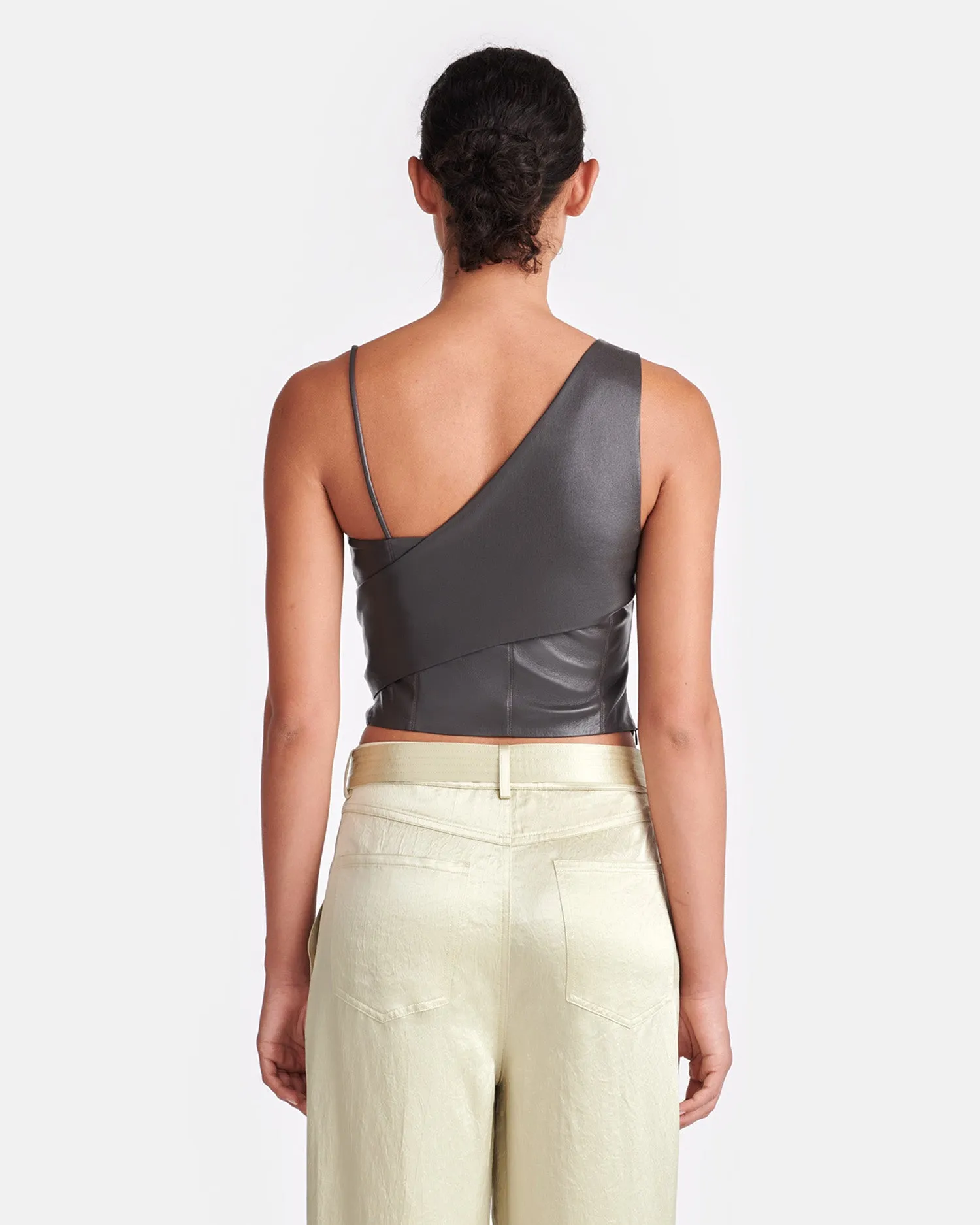 Chudel - Asymmetric Okobor™ Alt-Leather Top - Midnight Green sold by Nanushka product image thumbnail 2