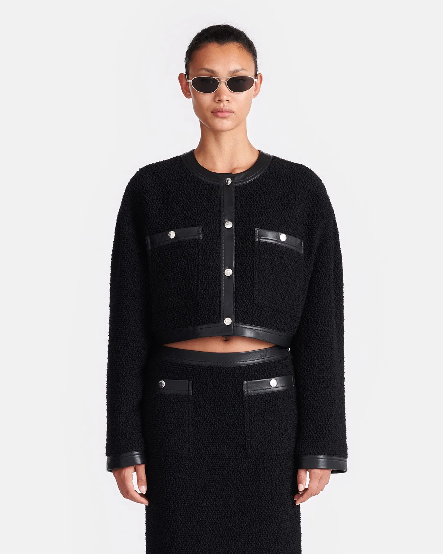 Eliska - Boucle-Tweed Jacket - Black sold by Nanushka