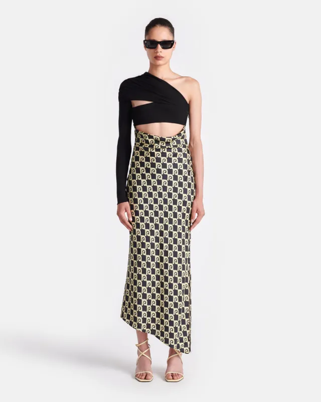 Eirah - Draped Silk And Mesh-Jersey Midi Dress - Diamond Check made by Nanushka