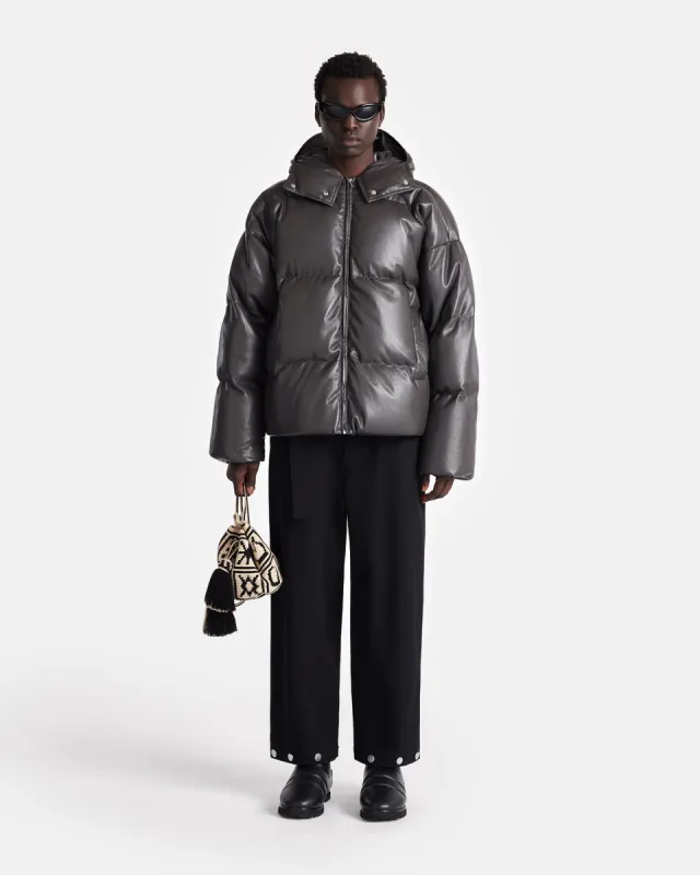 Vili - Okobor™ Alt-Leather Puffer Jacket - Midnight Green sold by Nanushka