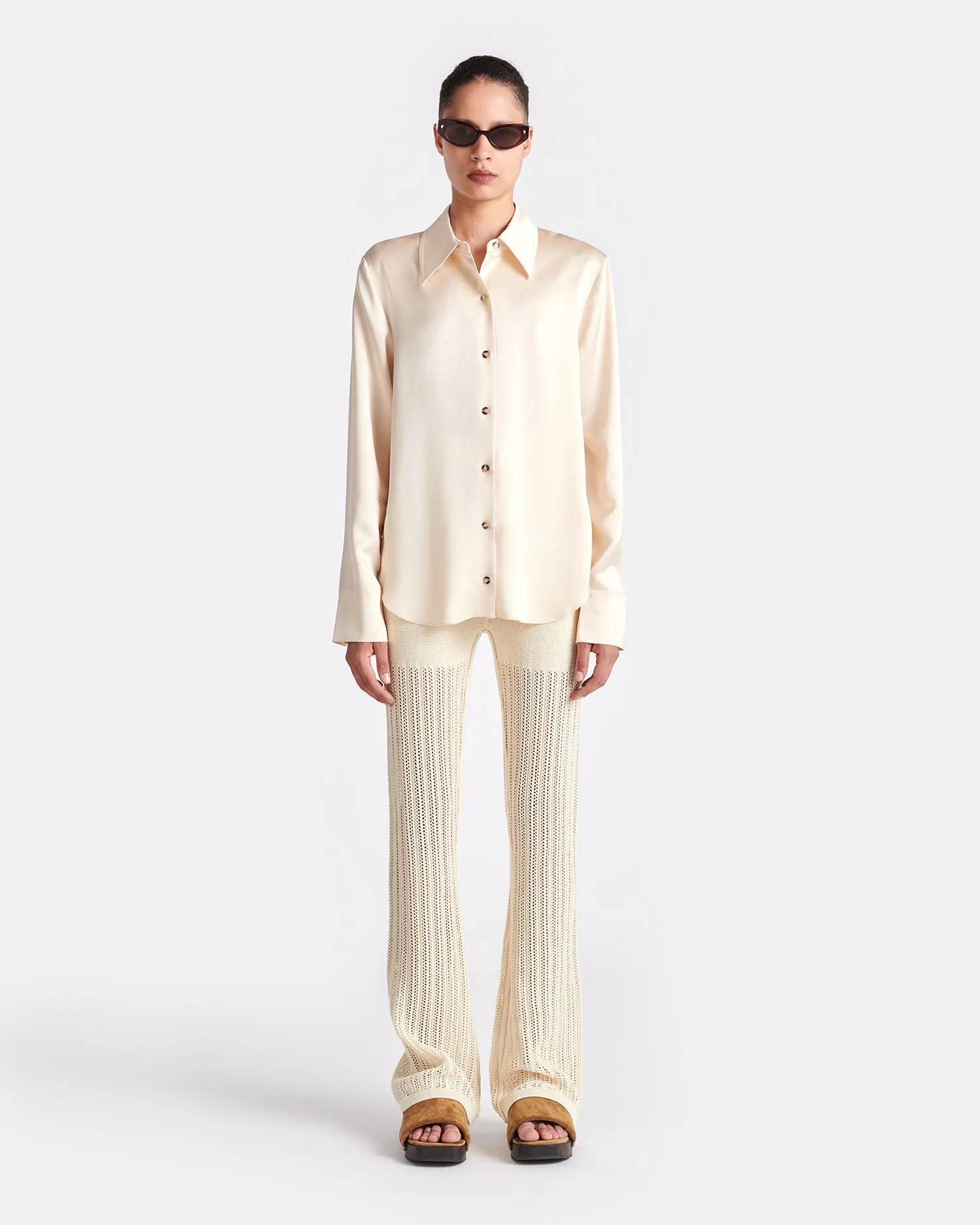 Naum - Slip Satin Shirt - Creme sold by Nanushka product image thumbnail 3