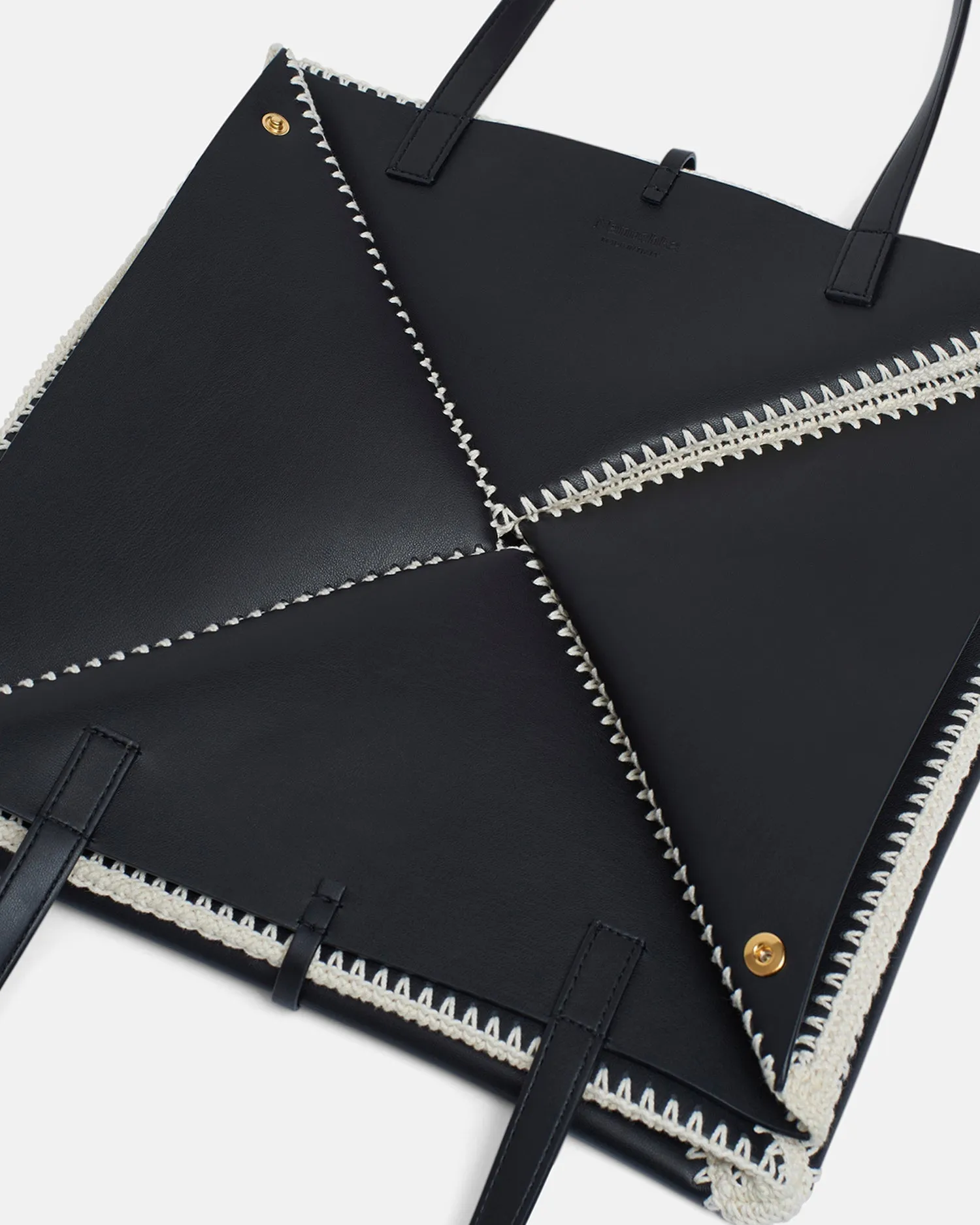 Origami Tote Large - Alt-Nappa Crochet Tote - Black/Crème sold by Nanushka product image thumbnail 4