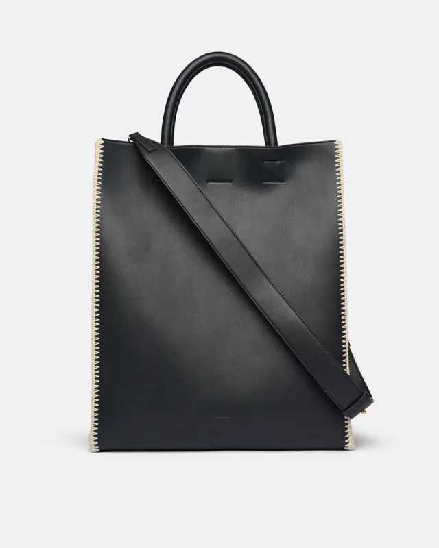 The Compass Tote - Crochet Tote Bag - Black/Creme sold by Nanushka