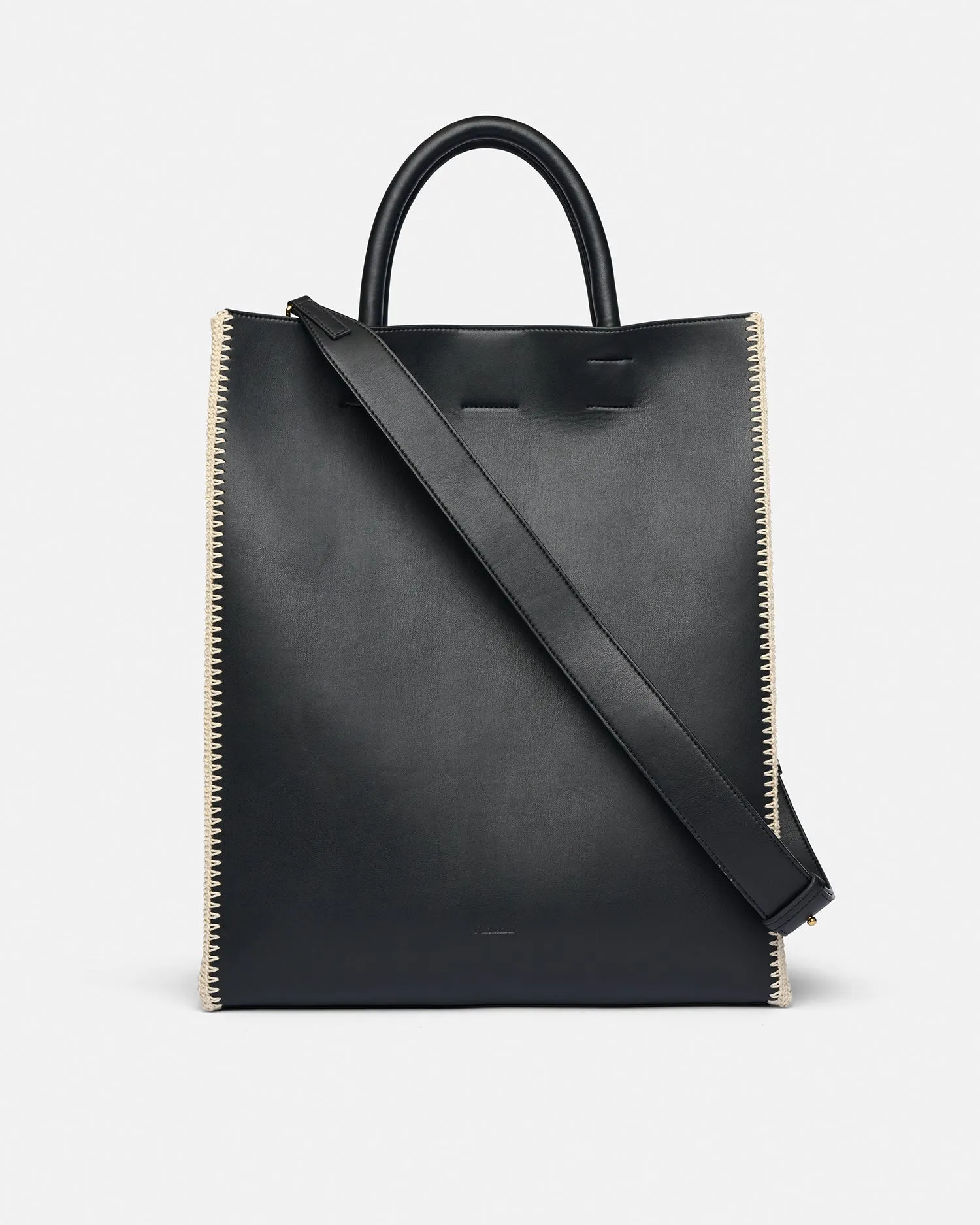 The Compass Tote - Crochet Tote Bag - Black/Creme sold by Nanushka