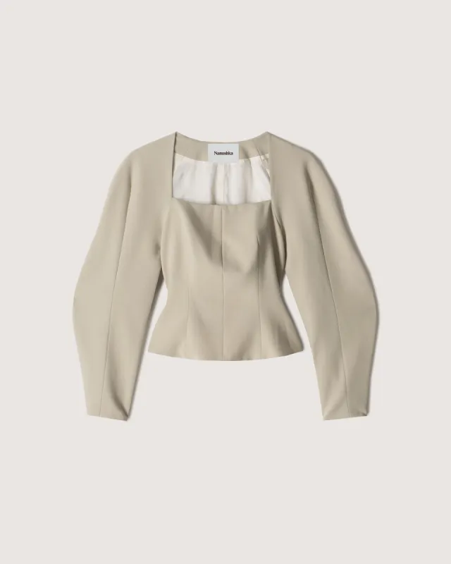 Harini - Eco Cady Bustier Top - Stone sold by Nanushka