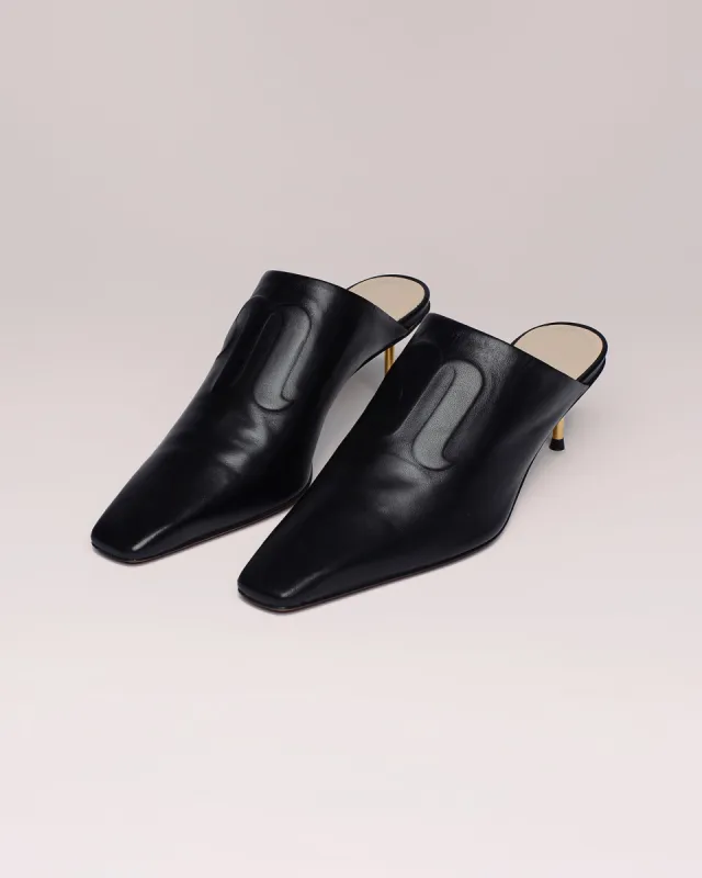 Vilma - Sale Leather Mules - Black sold by Nanushka