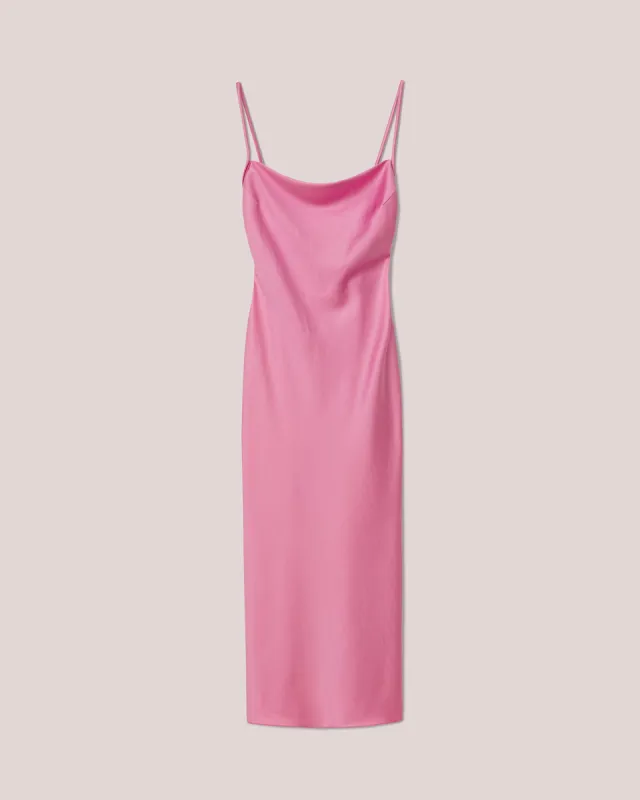 Irma - Glossy Satin Dress - Pink sold by Nanushka